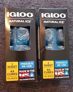 2 Pack * IGLOO Natural Ice Freeze & Re-Use 1 SHEET = 44 Cubes Freezer Reusable  - Picture 1 of 6