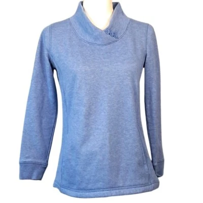 T BY TALBOTS SP Blue Heathered Fleece Mockneck Pullover Outdoor Activewear - Image 1 of 4