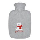Hot Water Bottle with Cover (1,8L Fleece, Grey, Feel Good Bear), Made in Germ...