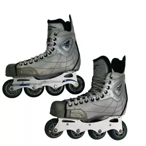 CCM Vector Rollerblades Size 7D PF2 Silver Lace-Up Needs Wheels - Picture 1 of 10