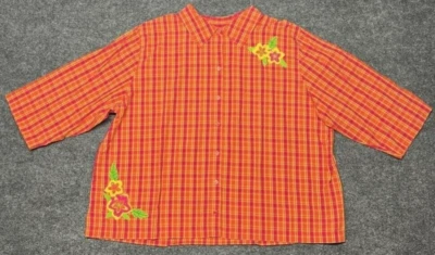 Top Bechamel Mujer Plus 2X Parches Florales Multicolor a Cuadros Algodón Abotonados Foto 1 de 4