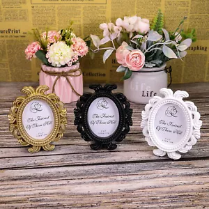 Photo Frames Oval/Rectangle Vintage Small Resin Picture Frame Home Decor Gift - Picture 1 of 21