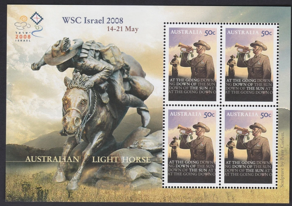 AUSTRALIA 2008 ANZAC CABALLO LIGERO MILITAR WSC MINI-SÁBANA MNH ISRAELÍ 2008 Foto 1 de 1