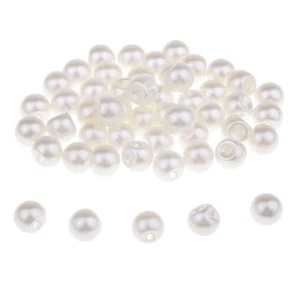 50Pcs White Pearl Buttons 10mm for Clothes Shoes Decorative Buttons - Picture 1 of 9