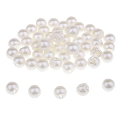 50Pcs White Pearl Buttons 10mm for Clothes Shoes Decorative Buttons - Image 1 of 4