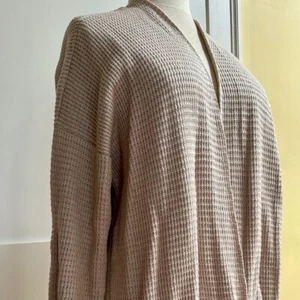 NWT Eileen Fisher Waffle Knit Long Sleeve Cardigan Women XL Beige Off-White $268 - Picture 1 of 9