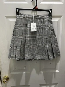 New!Free Assembly Plaid Pleated Mini Skirt With Side Pockets.Size 0. Functional! - Picture 1 of 3