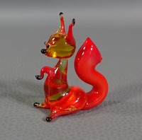 Vtg Italian Murano Ruby Red Amberina Hand Blown Glass Squirrel Animal 2"Figurine