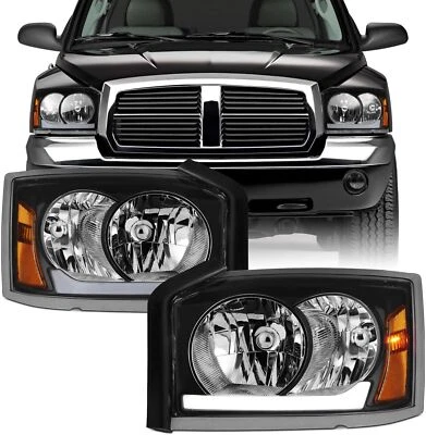 PARA 05-07 DODGE DAKOTA TUBO LED CARCASA NEGRA ÁMBAR FAROS ESQUINEROS FAROS FAROS FAROS Foto 1 de 4