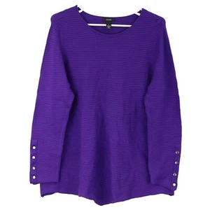 Alfani Damen gerippter Pullover mit Druckknöpfen, Large, Batik Amethyst (lila) - Bild 1 von 3