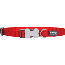 RED DINGO DESIGNER PLAIN DOG COLLAR collars lead set traditional nylon