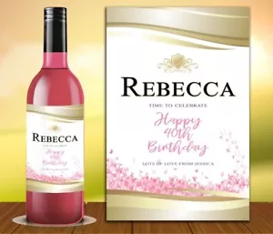 PERSONALISIERTE ROSE FLASCHENETIKETT WEIN PROSECCO GEBURTSTAG HENNE FÜR JEDEN ANLASS - Bild 1 von 1
