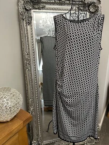 Max Studio Black & White Print Ruched Shift Dress Size XL - Picture 1 of 7