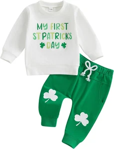 My First St Patricks Day Baby Boy Outfit Sweatshirt Pants Sweatsuit Toddler Infa - Picture 1 of 12