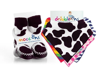 Calcetines de zapatillas mocasín Mocc Ons para niños pequeños + JUEGO DE REGALO BABERO DE REGATE *P&P GRATIS* Foto 1 de 4
