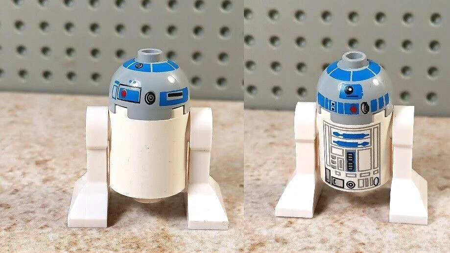 LEGO R2-D2 Star Wars Robot Cabeza Gris R2D2 Cara Impresa Dos Caras Patas Completo Foto 1 de 1