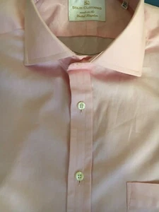"ROPA SÓLIDA Talla 17""/36"" CAMISA DE LUJO 100% ALGODÓN ROSA POPELÍN SIMPLE - Imagen 1 de 6