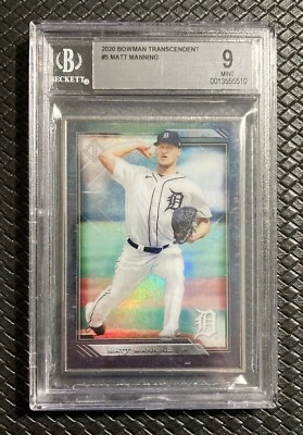 MATT MANNING 2020 Bowman Transcendent #5 Silver Framed Rookie /100 Tigers BGS 9 - Image 1 of 2