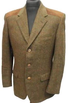 Men's GUCCI Tweed Wool Leather Shoulder Sports Style Blazer 46R Pit To Pit 22" - Image 1 of 4