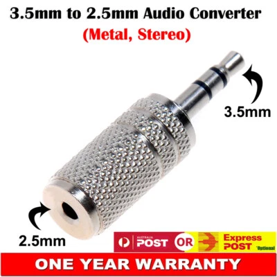 2.5mm Female to 3.5mm Male Stereo Aux Audio Connector Adapter Converter New - Image 1 of 3
