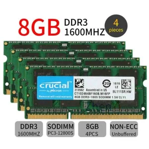 32GB kit 4x 8GB PC3-12800 DDR3 1600MHz RAM for Apple iMac 204-Pin SODIMM Memory - Picture 1 of 10