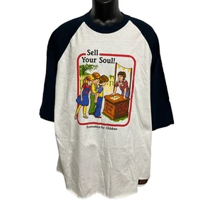 Steven Rhodes Raglan T Shirt Sell Your Soul! Economics For Children NWOT Men XL - Picture 1 of 5