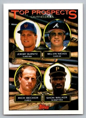 1993 Topps - Top Prospects Jeromy Burnitz, Melvin Nieves, Rich Becker #658 (RC) - Image 1 of 2