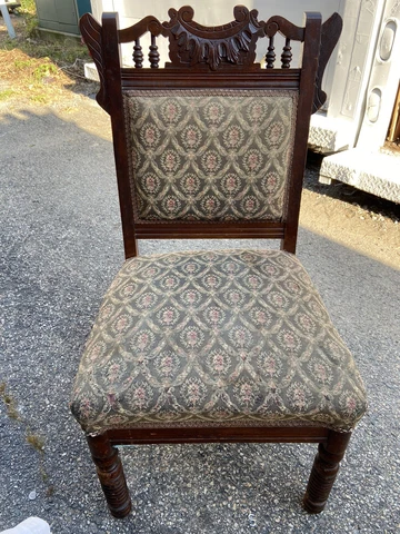 Antique Victorian Eastlake parlor side chair orig. fabric Living room furniture Cover
