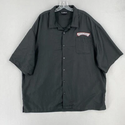 Vintage GOOD GUYS Hot Rod Camp Shirt Mens 3XL Black Suede & Chrome Logo - Image 1 of 4