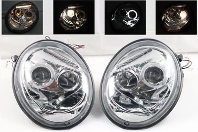 Fits 1998-2005 Vw Volkswagen Beetle Led Halo Projector Headlights Left+Right - Image 1 of 4