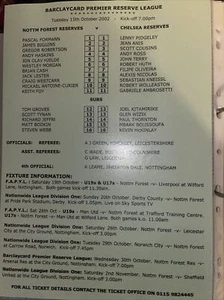 Nottingham Forest Reserves v Chelsea Reserves 15/10/02 - Picture 1 of 1