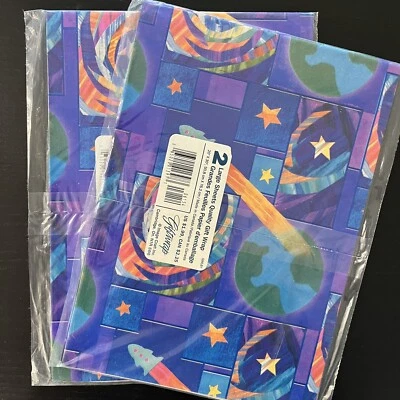 2 paquetes de papel de envolver SPACE PLANETS envoltura de regalo 20”x30” IMAGEN ARTESANAL de colección SELLADO Foto 1 de 3