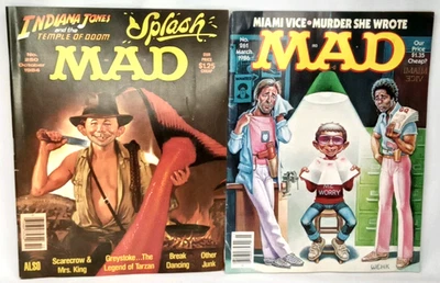 Vintage Satirical Humor Magazine Set Of 2 Indiana Jones & Miami Vice Mad 1980s - Image 1 of 4
