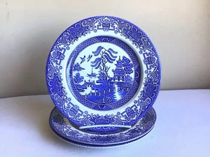 Lotto 3 piatti rotondi vintage Ironstone salice blu chinoiserie inglesi - Foto 1 di 9