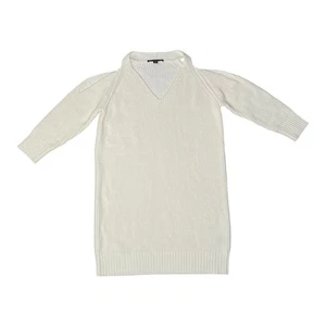 Abito maglione spalle fredde Boston corretto scollo a V invernale bianco taglia M vendita al dettaglio $120 - Foto 1 di 3