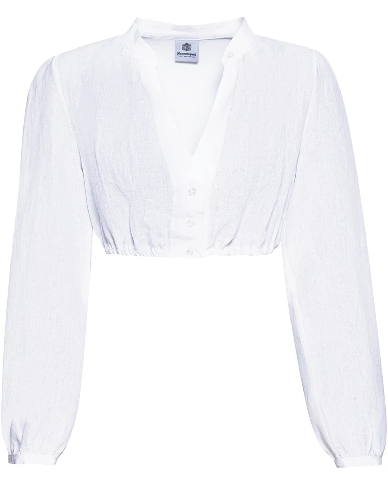 Hammerschmid Langarm-Dirndlbluse Greta Trachtenmode Stehkragen V-Ausschnitt uni - Bild 1 von 1