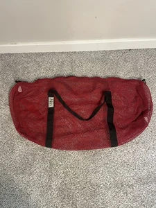 Borsa vintage LL Bean stile borsone con cerniera a rete rosso nero - Foto 1 di 17