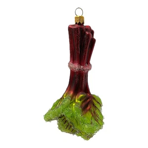 Rhabard mit Blatt Lebensmittel poliert Glas Christbaumschmuck - Bild 1 von 5