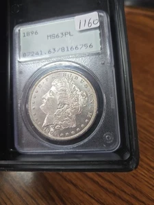 1896 Morgan Silver Dollar - $1 PCGS MS63 PL - Proof Like Rattler OGH  - Picture 1 of 2