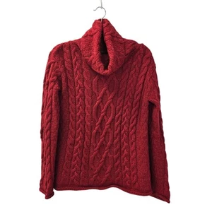 Inis Crafts 100% Merino Wool Cable Knit Cowlneck Sweater Size Small - Picture 1 of 4
