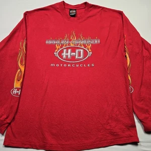 Vintage Harley Davidson Herren XL Flames Eagles Langarm Rot - Bild 1 von 11