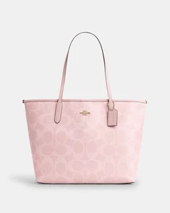 NWT COACH CITY TOTE IN SIGNATURE CANVAS CAL49/powder Pink - Picture 1 of 13