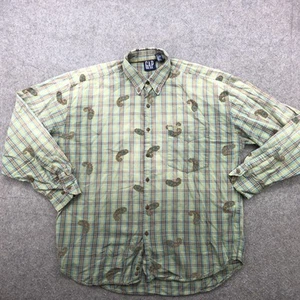 Vintage GAP Shirt Mens Large Plaid Button Down Paisley Casual * - Picture 1 of 13