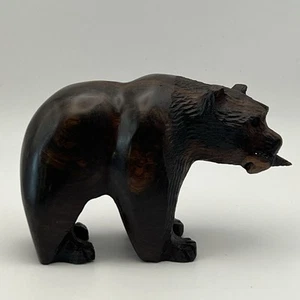 Vintage MCM Handcarved Ironwood Bear Fish Grizzly Wood Animal Mid Century - Picture 1 of 8