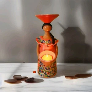 Dominican Republic Ceramic Faceless Doll, Tea light Candle Holder, 14" Tall - Picture 1 of 24