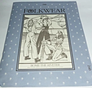 Rosie Riveter WW2 Shirt Slacks Overalls Costume Sewing Pattern Folkwear 240 6-20 - Picture 1 of 4