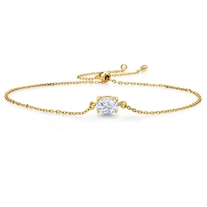 18K Yellow Gold Plated Silver IJK Moissanite Solitaire Bracelet (0.90 Ct) - Picture 1 of 7