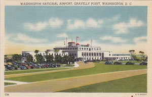 Postcard WASHINGTON NATIONAL AIRPORT Gravelly Point DC Linen Unused - Picture 1 of 2