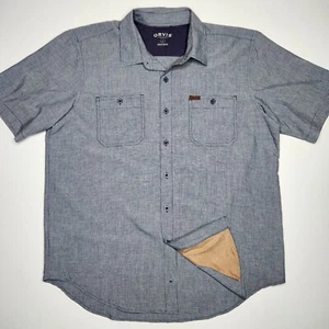 Orvis Men’s Large L Fishing Outdoor Casual Button Shirt Blue Wicking Lens Cloth - Picture 1 of 11