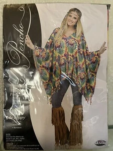 Women's Fun World Hippie 60's Poncho Tie Dye Adult Costume ONE SIZE FITS MOST - Picture 1 of 3